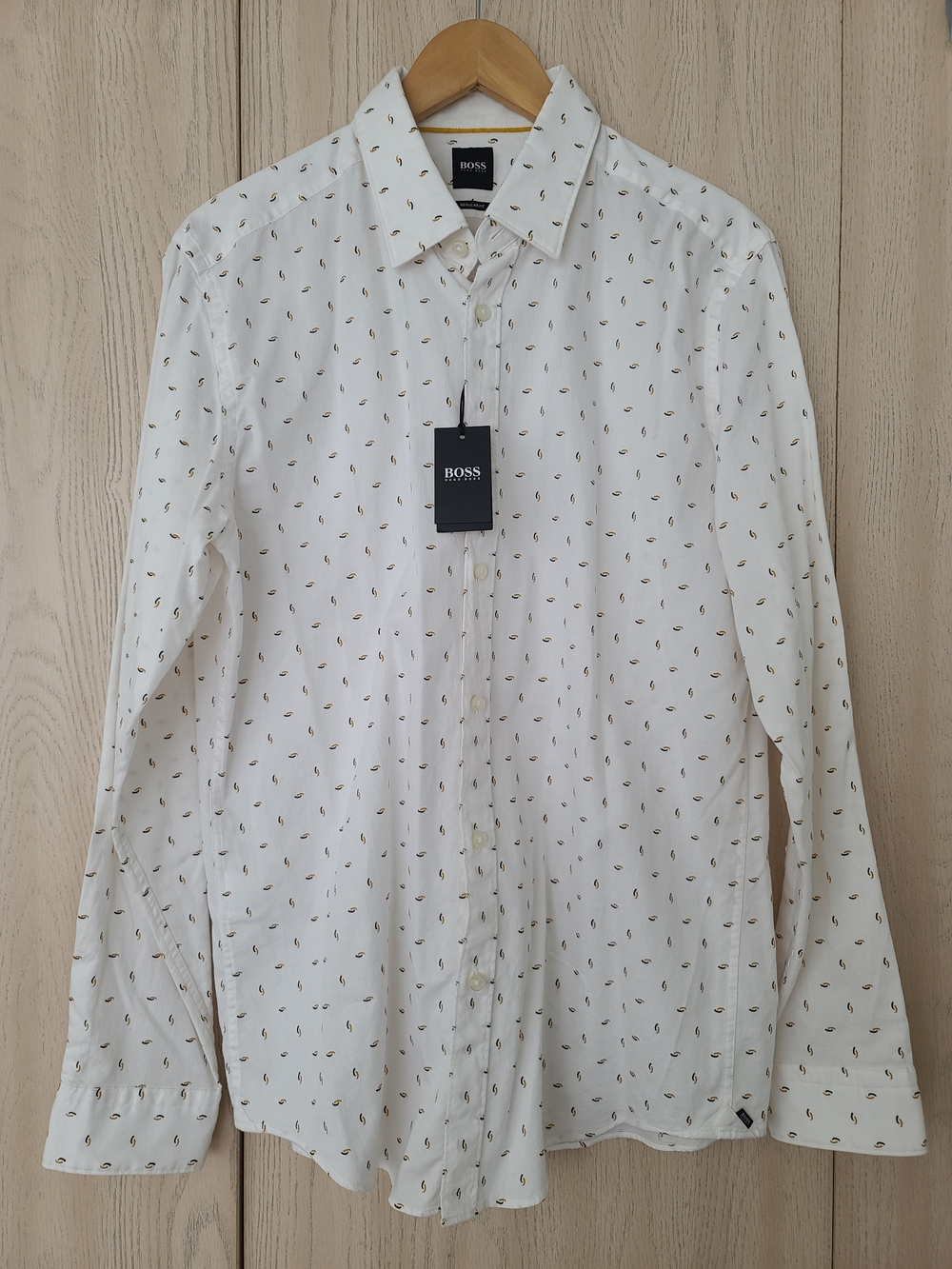 BOSS White Long-Sleeve Printed Button-Up Shirt
